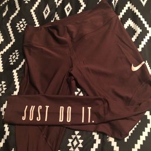 Nike yoga pants with mesh/burgundy color